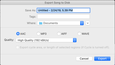 select export format as MP3